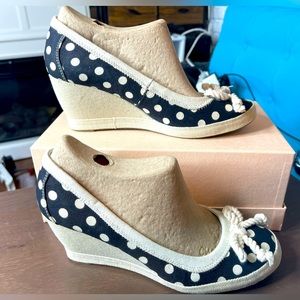 Never Worn Polka Dot Canvas Wedge